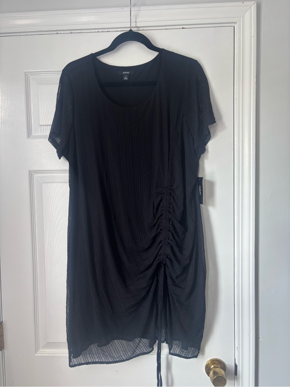 Alfani Black Short Sleeve Ruched Tunic